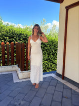 Abito bicolore in pizzo